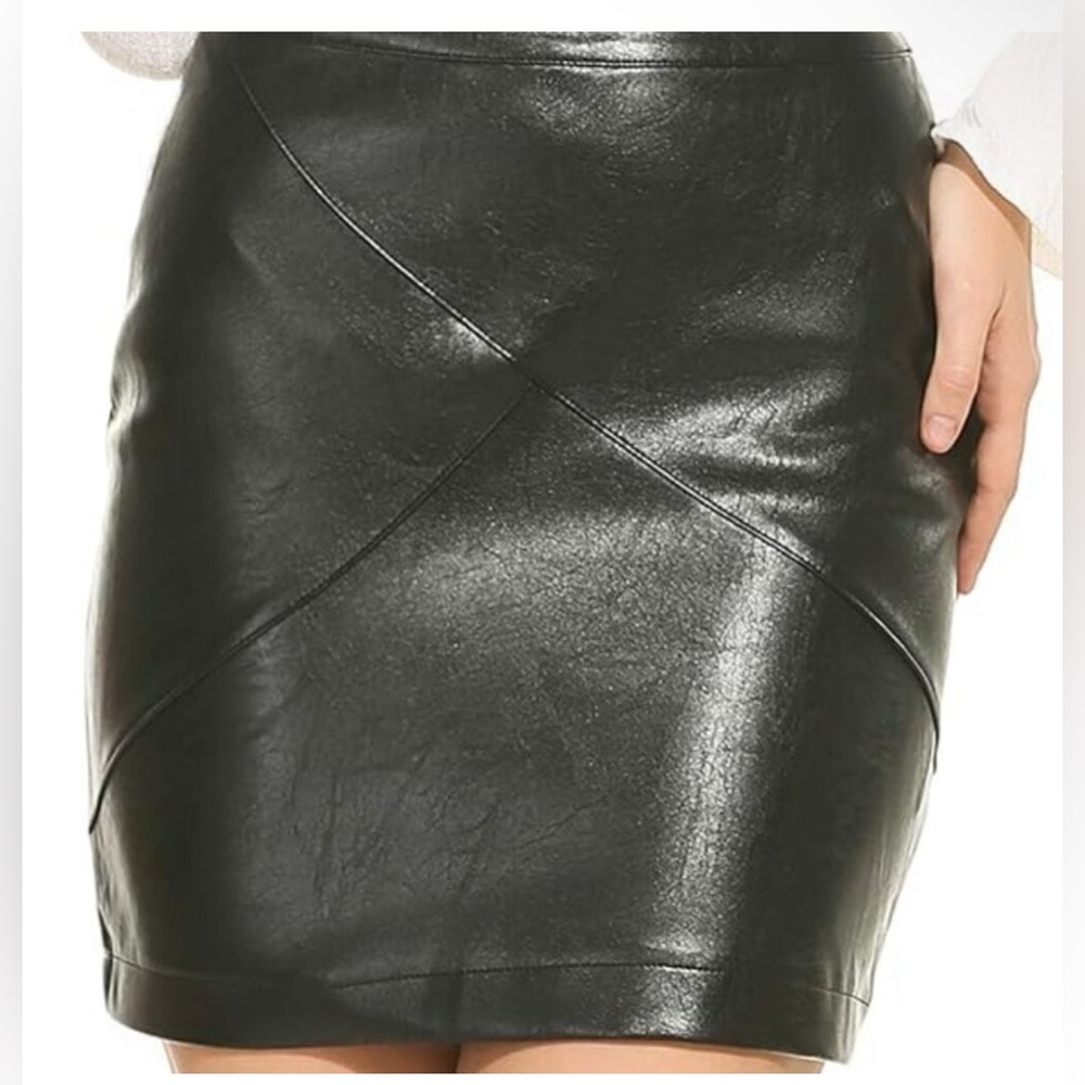 Black‎ Faux Leather Midi Skirt XLarge NWT